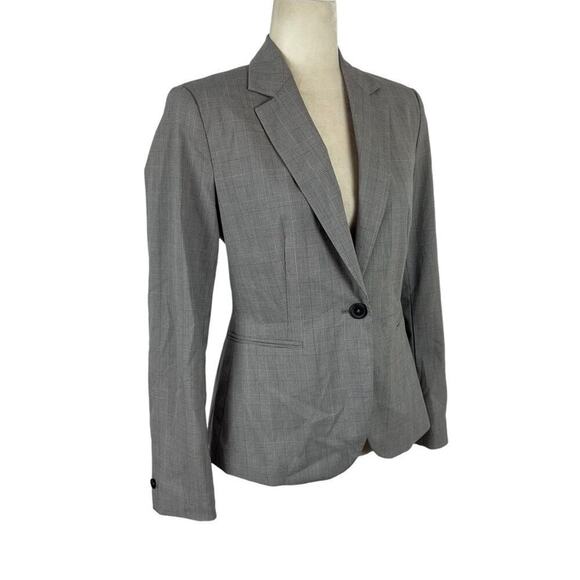 Zara Office Siren Fitted Single Breasted Check Plaid Blazer Size 4 Career Gray - Picture 7 of 16